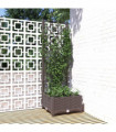 vidaXL Garden Planter with Trellis Brown 40x40x121.5 cm PP
