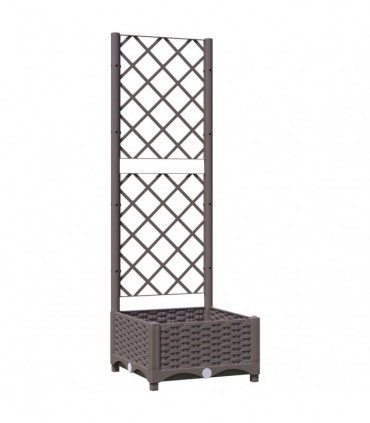 vidaXL Garden Planter with Trellis Brown 40x40x121.5 cm PP