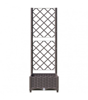 vidaXL Garden Planter with Trellis Brown 40x40x121.5 cm PP