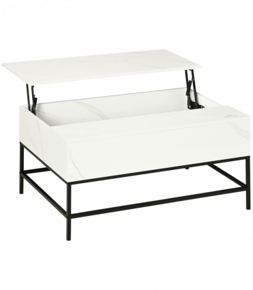 HOMCOM Lift Top Coffee Table W/ Hidden Storage Compartment, White