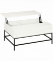 HOMCOM Lift Top Coffee Table W/ Hidden Storage Compartment, White