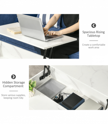 HOMCOM Lift Top Coffee Table W/ Hidden Storage Compartment, White