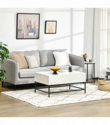 HOMCOM Lift Top Coffee Table W/ Hidden Storage Compartment, White