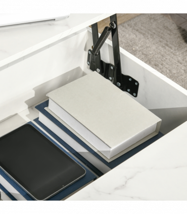 HOMCOM Lift Top Coffee Table W/ Hidden Storage Compartment, White