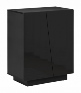 High Gloss Storage Cabinet Black 70W x 40D x 88Hcm Modern Design Three Shelves