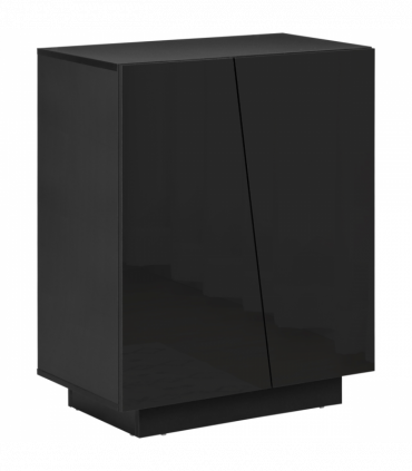 High Gloss Storage Cabinet Black 70W x 40D x 88Hcm Modern Design Three Shelves