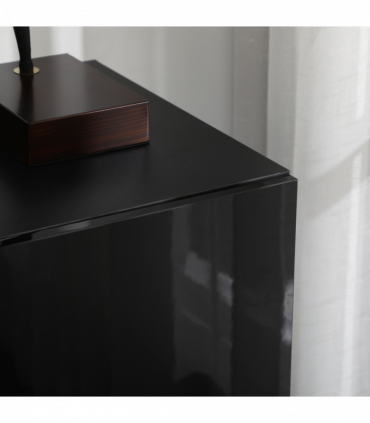 High Gloss Storage Cabinet Black 70W x 40D x 88Hcm Modern Design Three Shelves