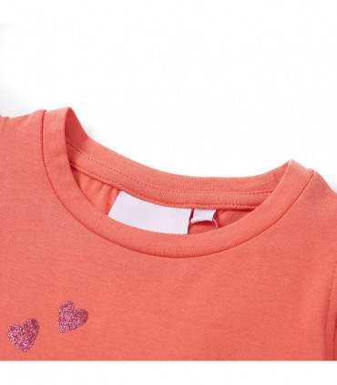 Kids' T-shirt with Ruffle Sleeves Coral 92