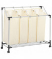 Laundry Sorter with 4 Bags Cream Steel