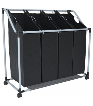 Laundry sorter with 4 bags black grey