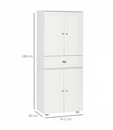 Modern Kitchen Pantry Cupboard w/ Drawer and Shelves, 76.2x40x184cm