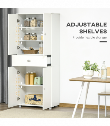 Modern Kitchen Pantry Cupboard w/ Drawer and Shelves, 76.2x40x184cm