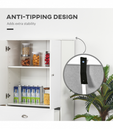 Modern Kitchen Pantry Cupboard w/ Drawer and Shelves, 76.2x40x184cm