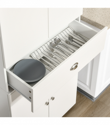 Modern Kitchen Pantry Cupboard w/ Drawer and Shelves, 76.2x40x184cm