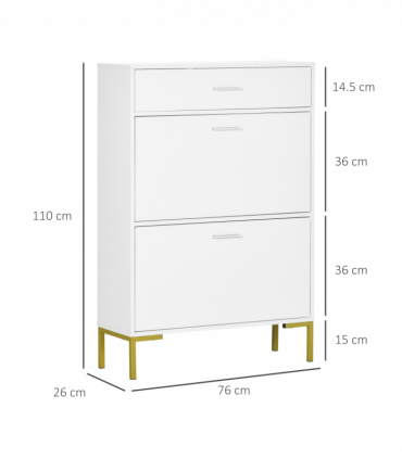 Modern Shoe Cupboard for Hallway w/ Flip Drawers 12 Pair Shoe Storage Organizer