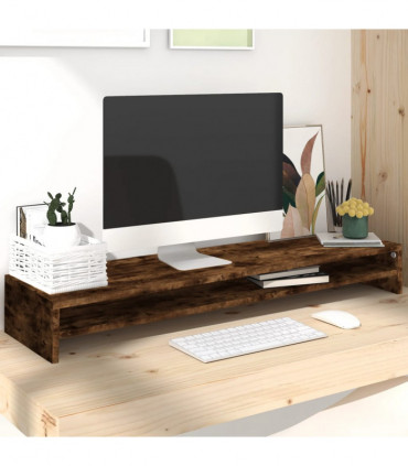 Monitor Stand Smoked Oak 100x24x13 cm Engineered Wood