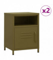Nightstands 2 pcs Olive Green 35x35x51 cm Steel