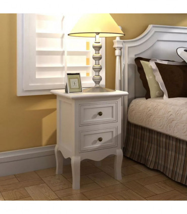 Nightstands 2 pcs with 2 Drawers MDF White