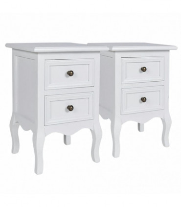 Nightstands 2 pcs with 2 Drawers MDF White