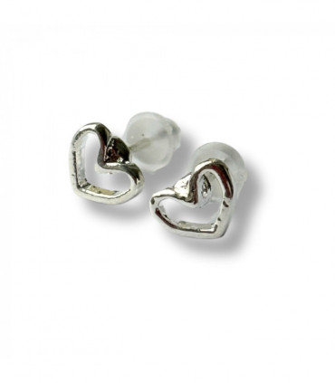 Open Heart Silver Stud Earrings