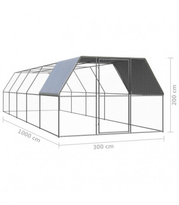 Outdoor Chicken Cage 3x10x2 m Galvanised Steel