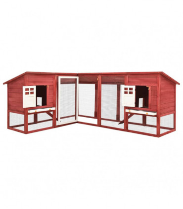 Outdoor Rabbit Hutch with Run Red and White Solid Fir Wood