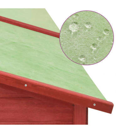 Outdoor Rabbit Hutch with Run Red and White Solid Fir Wood