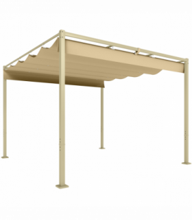Outsunny 3 x 3(m) Garden Pergola with Retractable Roof, UPF30+, Khaki