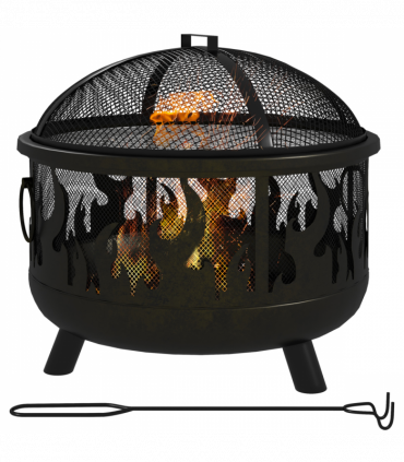 Outsunny 61.5cm 2-In-1 Outdoor Fire Pit & Firewood BBQ Garden Cooker Heater
