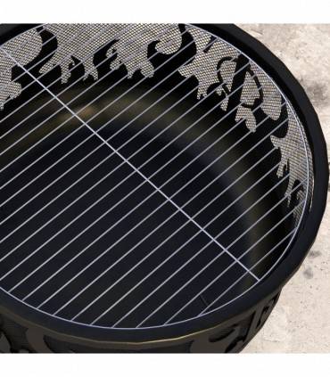 Outsunny 61.5cm 2-In-1 Outdoor Fire Pit & Firewood BBQ Garden Cooker Heater