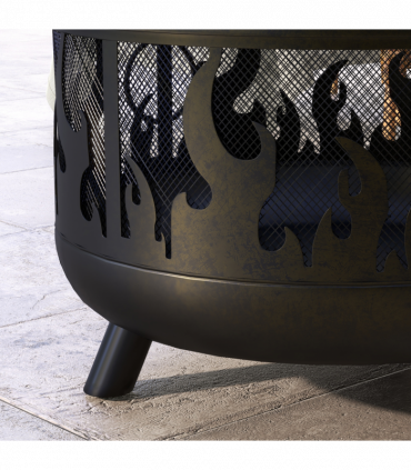 Outsunny 61.5cm 2-In-1 Outdoor Fire Pit & Firewood BBQ Garden Cooker Heater