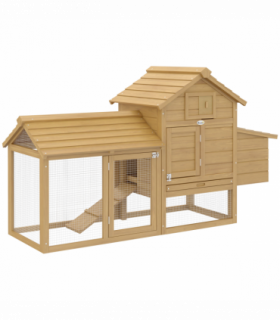 Small Chicken Coop Hen Cage Nesting Box Outdoor Run Wood Color 150.5 x 54 x 87cm