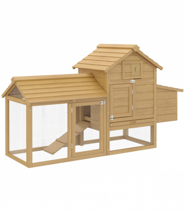 Small Chicken Coop Hen Cage Nesting Box Outdoor Run Wood Color 150.5 x 54 x 87cm