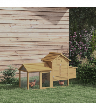Small Chicken Coop Hen Cage Nesting Box Outdoor Run Wood Color 150.5 x 54 x 87cm