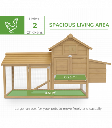 Small Chicken Coop Hen Cage Nesting Box Outdoor Run Wood Color 150.5 x 54 x 87cm