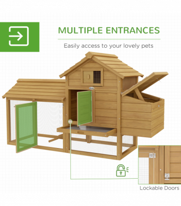 Small Chicken Coop Hen Cage Nesting Box Outdoor Run Wood Color 150.5 x 54 x 87cm
