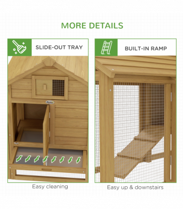 Small Chicken Coop Hen Cage Nesting Box Outdoor Run Wood Color 150.5 x 54 x 87cm