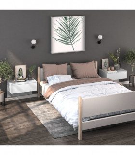 Wall-mounted Bedside Cabinets 2 pcs High Gloss White