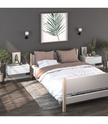 Wall-mounted Bedside Cabinets 2 pcs High Gloss White