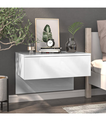 Wall-mounted Bedside Cabinets 2 pcs High Gloss White