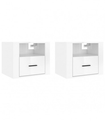 Wall-mounted Bedside Cabinets 2 pcs High Gloss White 50x36x40cm
