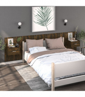Wall-mounted Bedside Cabinets 2 pcs Smoked Oak
