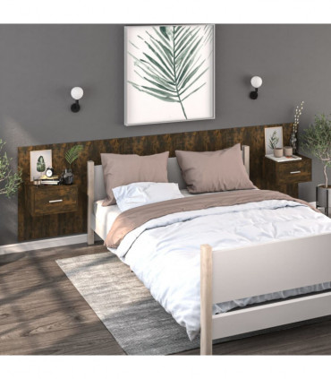 Wall-mounted Bedside Cabinets 2 pcs Smoked Oak