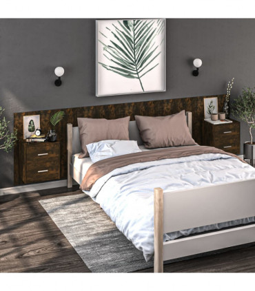 Wall-mounted Bedside Cabinets 2 pcs Smoked Oak