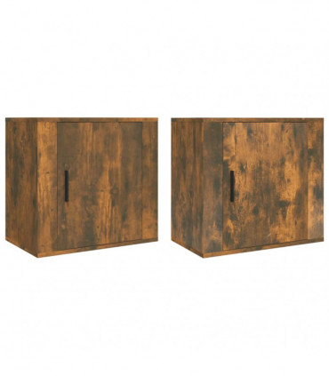 Wall-mounted Bedside Cabinets 2 pcs Smoked Oak 50x30x47 cm