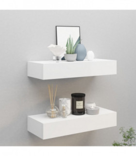 Wall-mounted Drawer Shelves 2 pcs White 60x23.5x10cm MDF