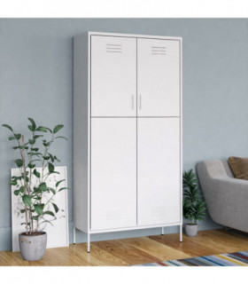 Wardrobe White 90x50x180 cm Steel