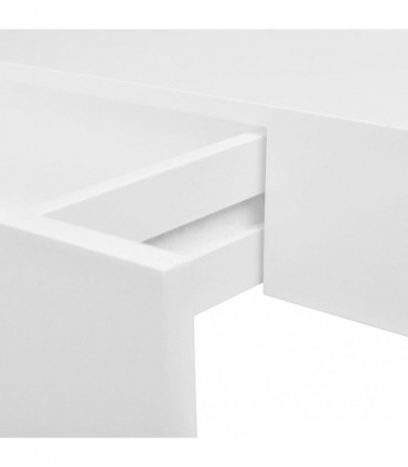White MDF Floating Wall Display Shelf 1 Drawer Book/DVD Storage
