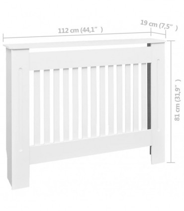 White MDF Radiator Cover Heating Cabinet 112 cm