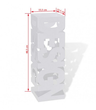 White Square Umbrella Stand Storage Holder Walking Stick Steel 48.5 cm